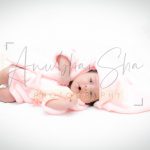 newborn infant photography, indoor home, props, anubhavshaphotography, baby in pink bath gown