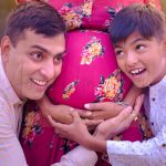 maternity pregnancy photography, outdoor, son father hearing baby in mother's belly, love, posing, care, anubhavshaphotography