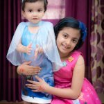 sibling photoshoot indoor gurugram, 1 year girl, 6 years girl, smiling, posing, anubhavshaphotography