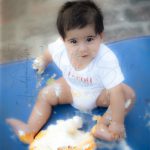 1 year pre birthday cake smash photography, garden, props, flowers, bubbles, anubhavshaphotography, white tshirt