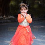 2 years baby girl toddler photoshoot outdoor Japanese park Rohini delhi orange kids lehnga