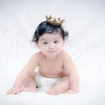 1 year baby photoshoot indoor home wearing crown princess theme