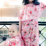 sibling photoshoot indoor, south delhi, 1 year girl, 6 years girl, standing posing red floral dress, anubhavshaphotography