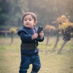 1 year poser baby photography, garden, props, boy in blue formals, tia, holding iPhone, posing, anubhavshaphotography