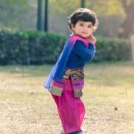 1 year traditional baby photoshoot outdoor garden, delhi, chunni salwar suit, posing, anubhavshaphotography