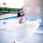 5 years poser baby photography, garden, props, girl in white dress, flowers tiara, dancing, pool, anubhavshaphotography