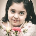 5 years poser baby photography, garden, props, girl in floral dress, band, holding flowers, posing, anubhavshaphotography