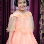 5 years poser baby photography, home, props, girl orange dress and hair band, smiling, anubhavshaphotography