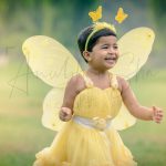 1 year poser baby photography, garden, props, yellow dress, wings, wand, hair band, butterfly theme, anubhavshaphotography