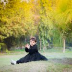 2 years baby girl photoshoot Japanese park Rohini delhi wearing black frill frock crown