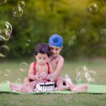 1 year pre birthday sibling cake smash photography, garden, props, flowers, bubbles, anubhavshaphotography, turban, gallice