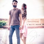 fashion photography nearby, ambience mall, Gurugram, man wearing brown t-shirt with denim, girl in peach dress, flowers hair band, smiling, standing posing, anubhavshaphotography
