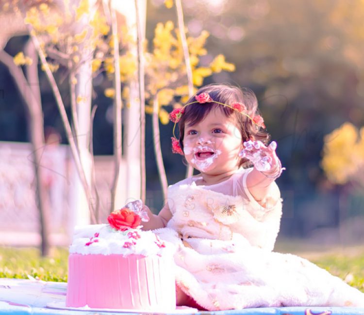 1 year pre birthday cake smash photography, garden, props, flowers, anubhavshaphotography, frill frock
